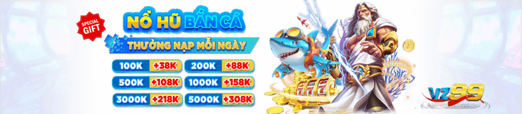 Ảnh Banner tặng quà Slot/nổ hũ VZ99 hấp dẫn mỗi ngày