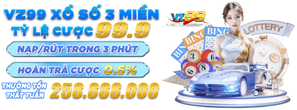 Ảnh Banner khuyến mãi và trả thưởng Xổ Số VZ99 cực cao