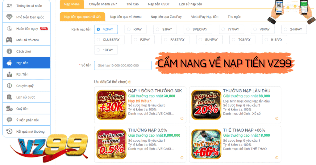 Cẩm nang về nạp tiền VZ99 chuẩn 2025 (ảnh đại diện)