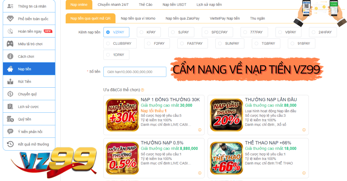 Cẩm nang về nạp tiền VZ99 chuẩn 2025 (ảnh đại diện)